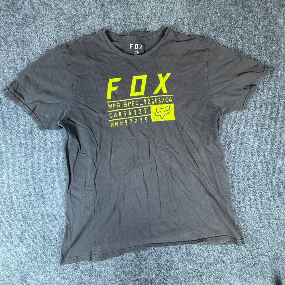 Fox Racing T-Shirt Mens 2XL Dark Gray Logo Graphic Cotton Premium Fit Pullover